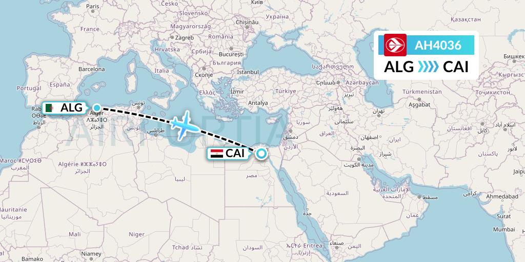 AH4036 Air Algerie Flight Map: Algiers to Cairo