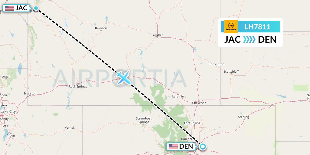 LH7811 Lufthansa Flight Map: Jackson to Denver
