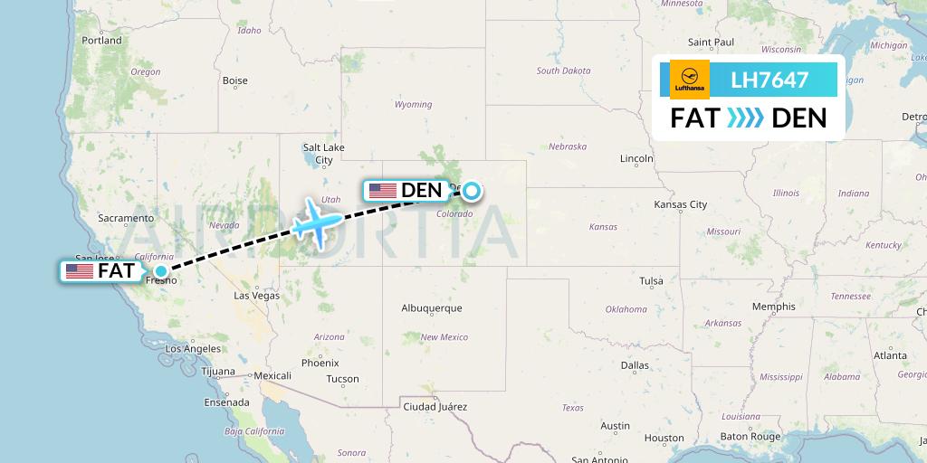 LH7647 Lufthansa Flight Map: Fresno to Denver
