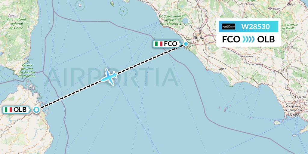 W28530 Flex Flight Flight Map: Rome to Olbia