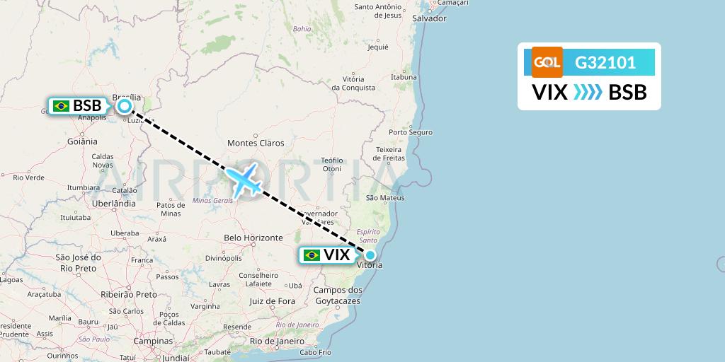 G32101 GOL Transportes Aeros Flight Map: Vitoria to Brasilia