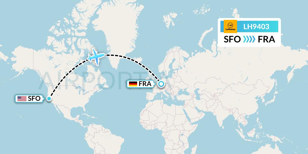 LH9403 Lufthansa Flight Map: San Francisco to Frankfurt