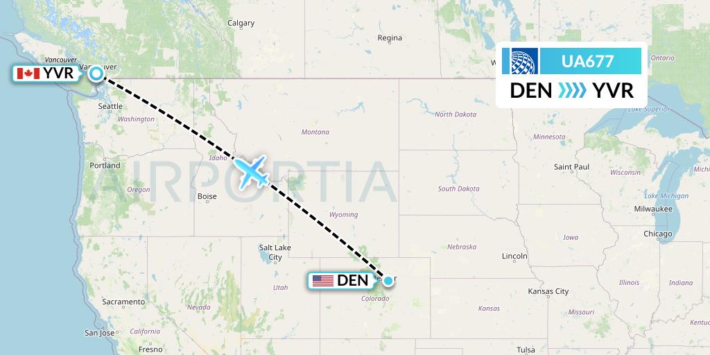 UA677 United Airlines Flight Map: Denver to Vancouver
