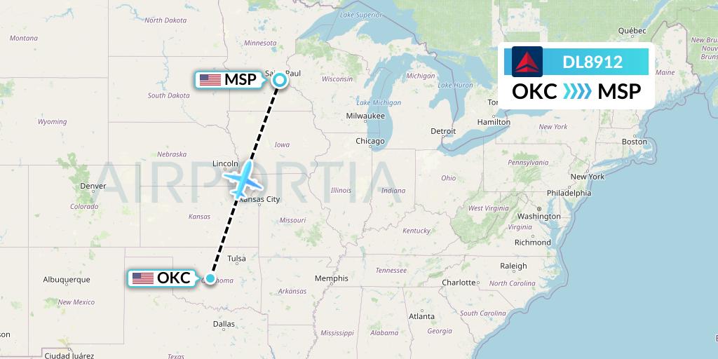 DL8912 Flight Status Delta Air Lines Oklahoma City to Minneapolis