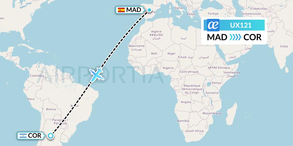 UX121 Air Europa Flight Map: Madrid to Cordoba