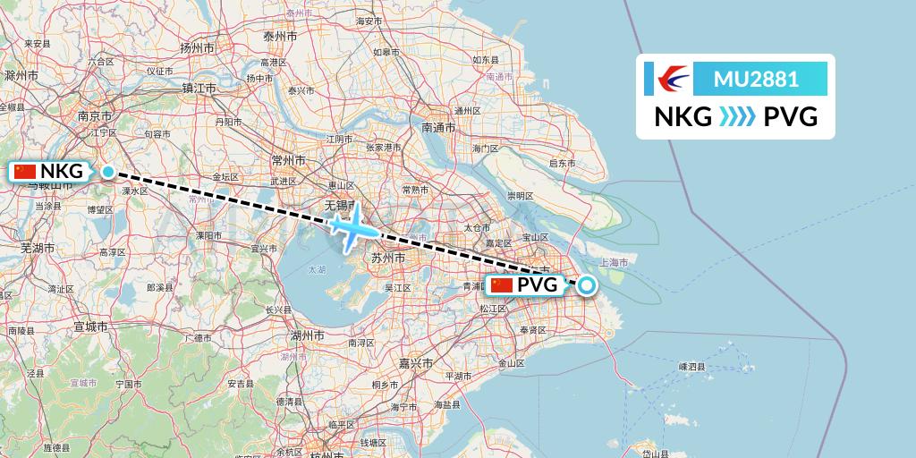 MU2881 China Eastern Airlines Flight Map: Nanjing to Shanghai