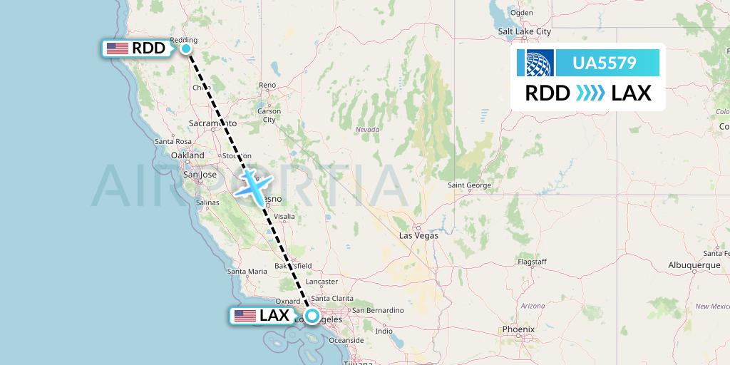 UA5579 United Airlines Flight Map: Redding to Los Angeles