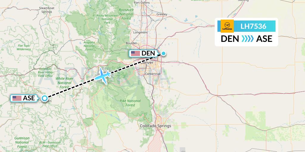 LH7536 Lufthansa Flight Map: Denver to Aspen