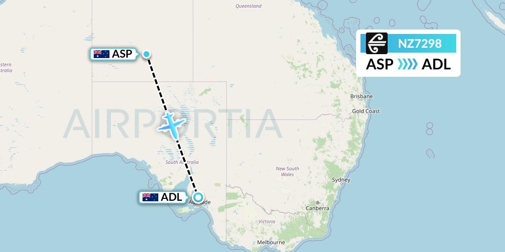NZ7298 Air New Zealand Flight Map: Alice Springs to Adelaide