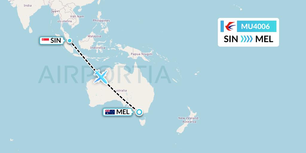 MU4006 China Eastern Airlines Flight Map: Singapore to Melbourne