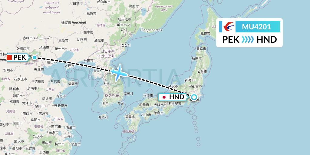 MU4201 China Eastern Airlines Flight Map: Beijing to Tokyo