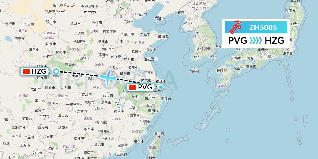 ZH5005 Shenzhen Airlines Flight Map: Shanghai to Hanzhong