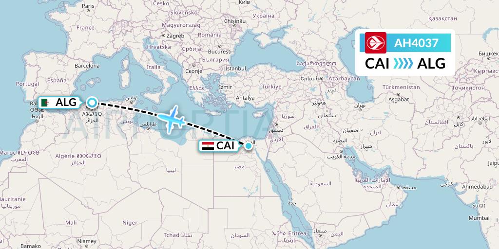 AH4037 Air Algerie Flight Map: Cairo to Algiers