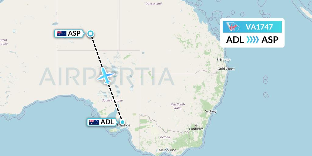 VA1747 Virgin Australia Flight Map: Adelaide to Alice Springs