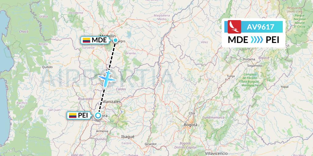 AV9617 Avianca Flight Map: Medellin to Pereira