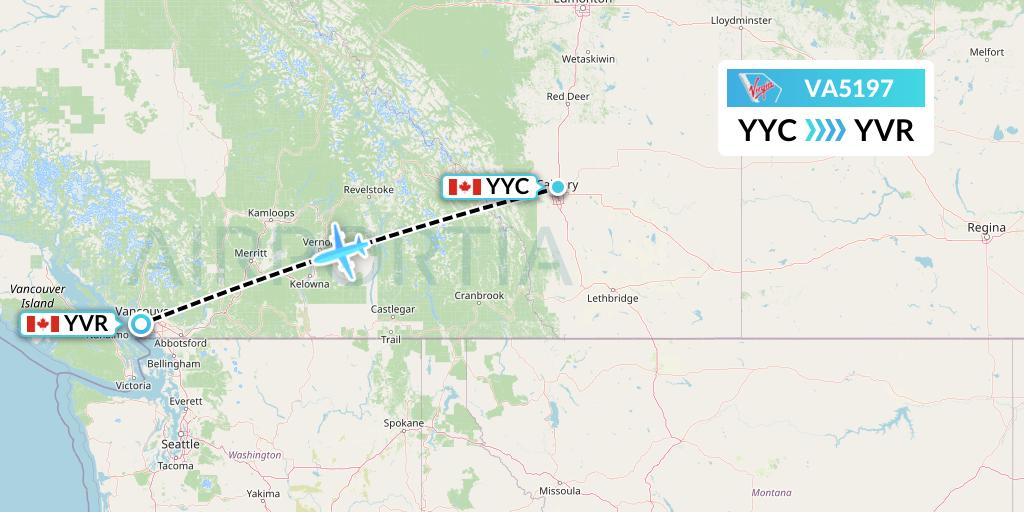 VA5197 Virgin Australia Flight Map: Calgary to Vancouver
