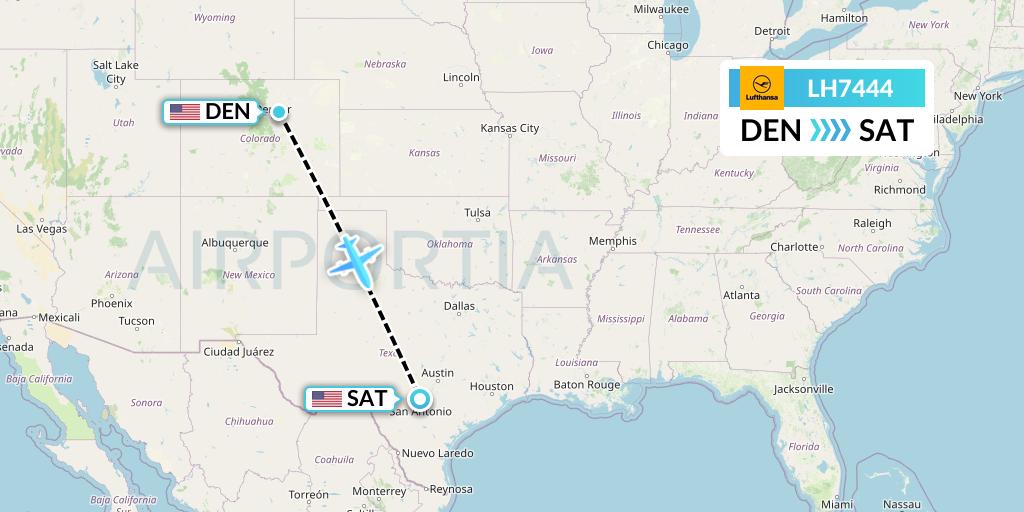 LH7444 Lufthansa Flight Map: Denver to San Antonio