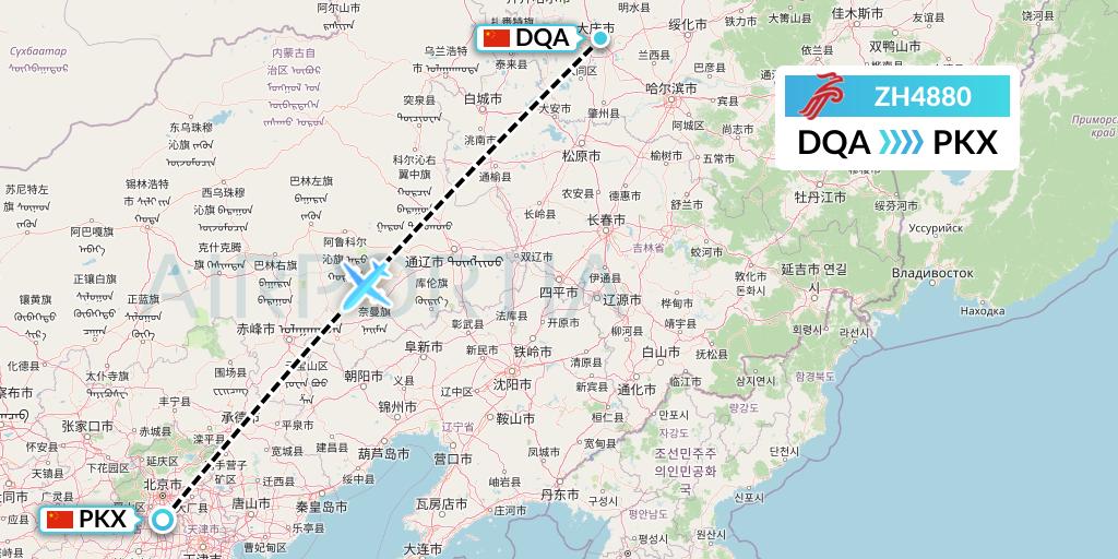 ZH4880 Shenzhen Airlines Flight Map: Daqing to Beijing