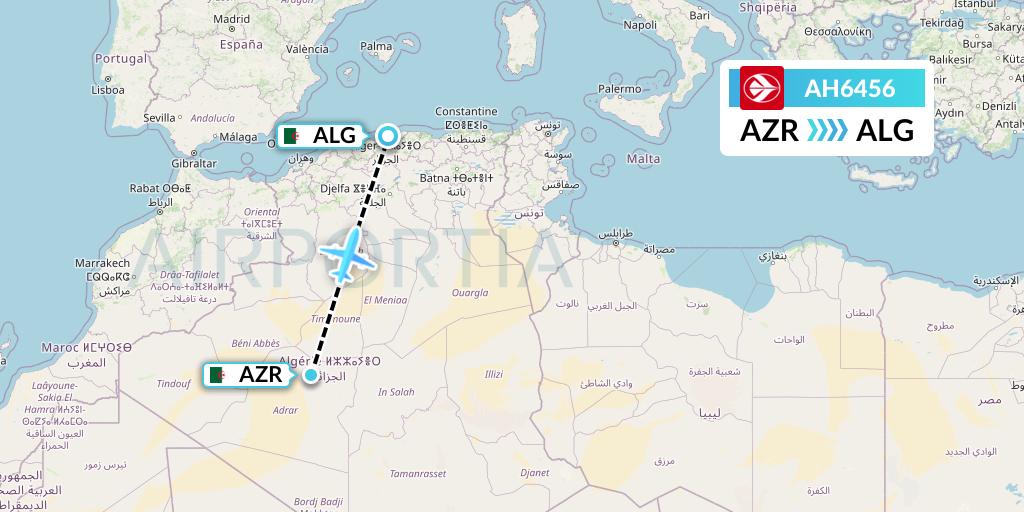 AH6456 Air Algerie Flight Map: Adrar to Algiers