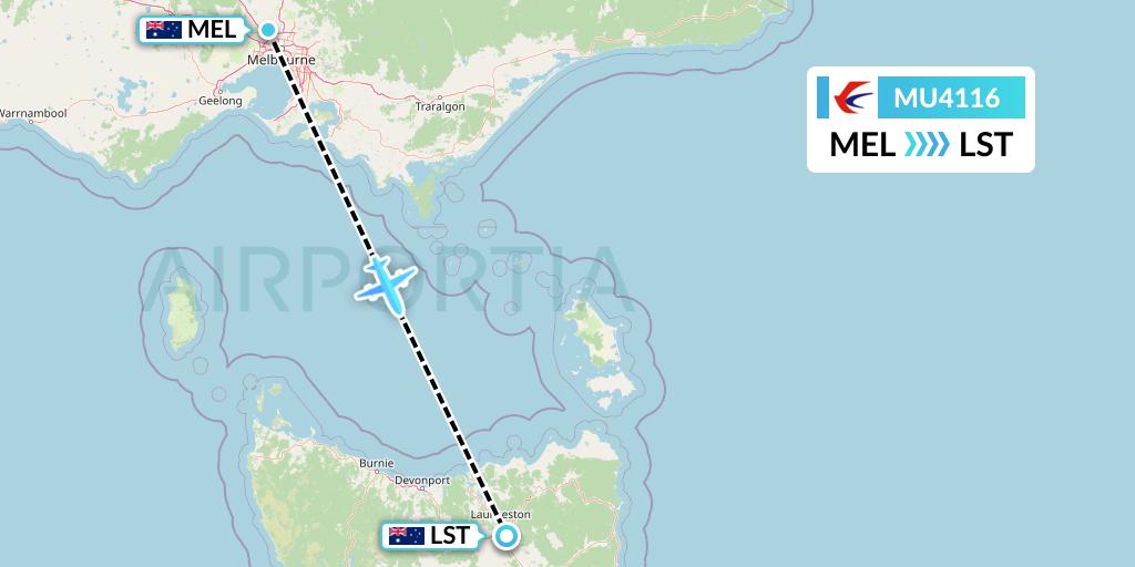 MU4116 China Eastern Airlines Flight Map: Melbourne to Launceston