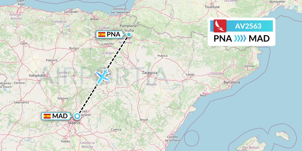 AV2563 Avianca Flight Map: Pamplona to Madrid