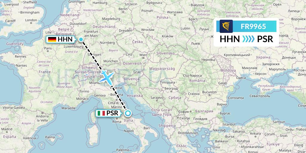 FR9965 Ryanair Flight Map: Hahn to Pescara