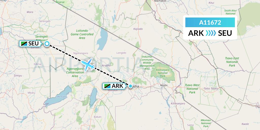 A11672 A.p.g. Distribution Systems Flight Map: Arusha to Seronera