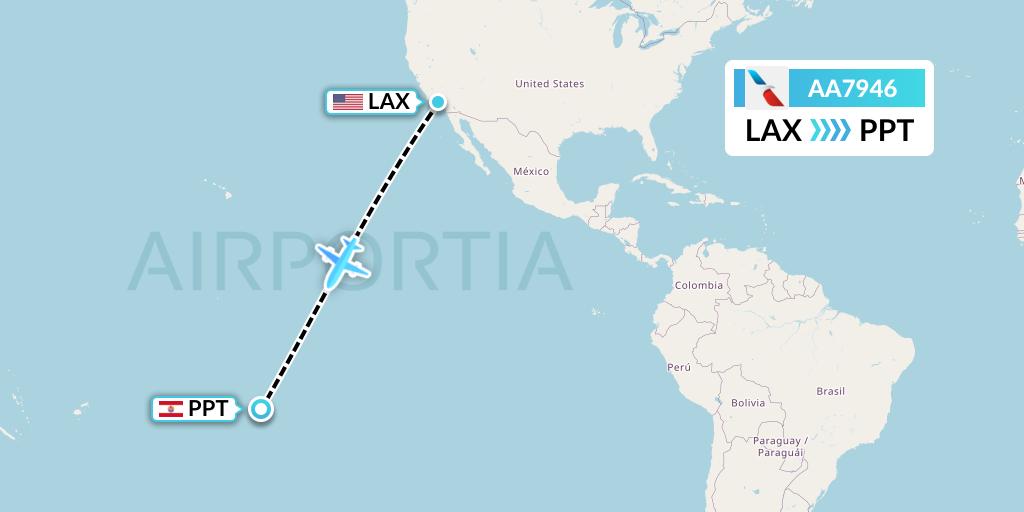 AA7946 American Airlines Flight Map: Los Angeles to Papeete