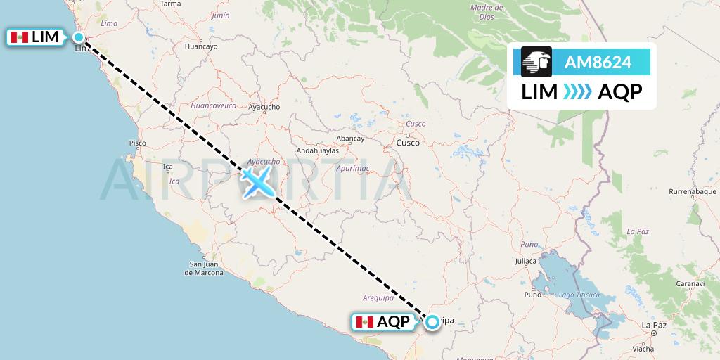 AM8624 Aeromexico Flight Map: Lima to Arequipa