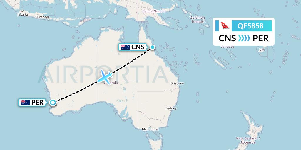 QF5858 Qantas Flight Map: Cairns to Perth