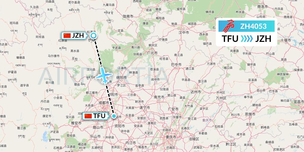 ZH4053 Shenzhen Airlines Flight Map: Chengdu to Songpan