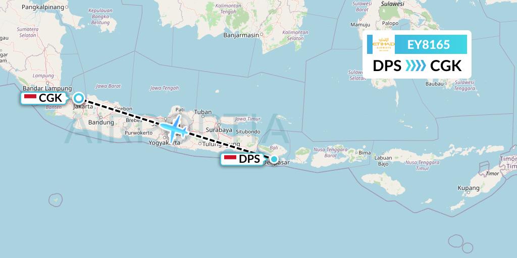 EY8165 Etihad Airways Flight Map: Denpasar to Jakarta