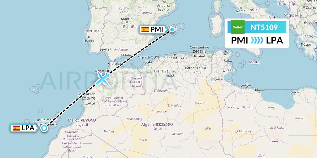 NT5109 Flight Status Binter Canarias: Palma de Mallorca to Las Palmas ...