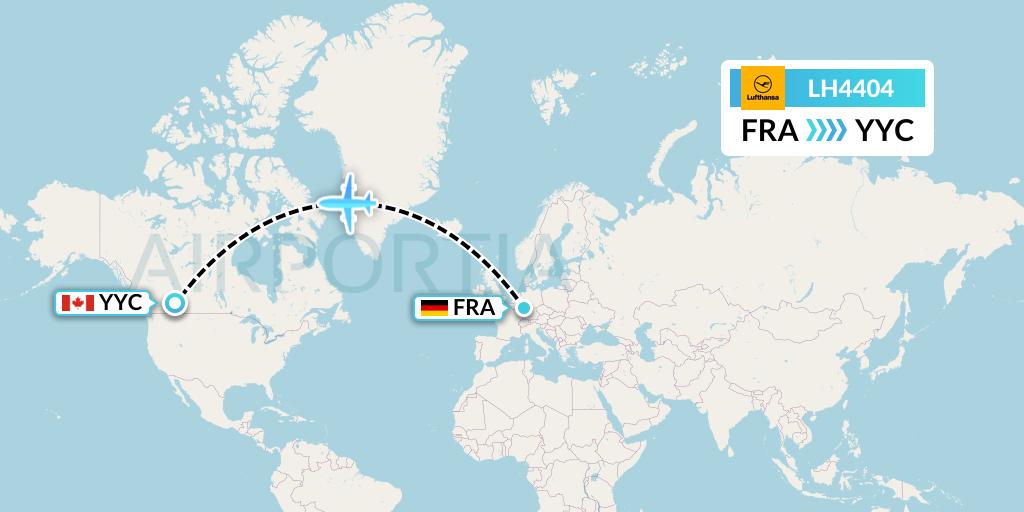 LH4404 Lufthansa Flight Map: Frankfurt to Calgary