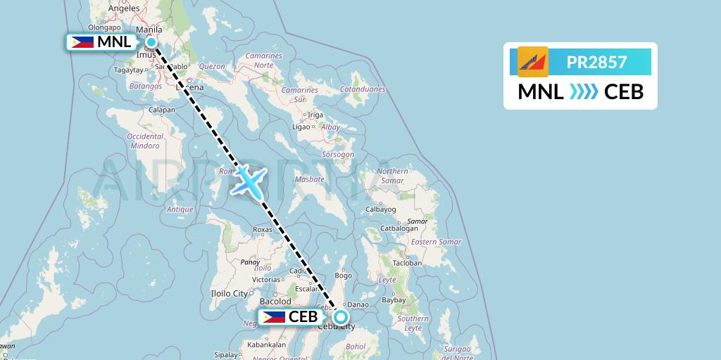 PR2857 Philippine Airlines Flight Map: Manila to Cebu