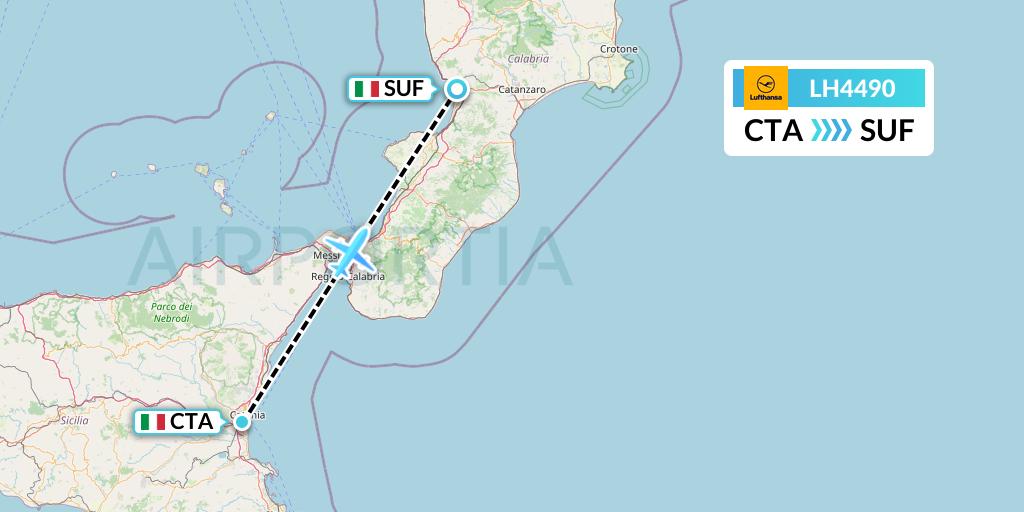 LH4490 Lufthansa Flight Map: Catania to Lamezia Terme