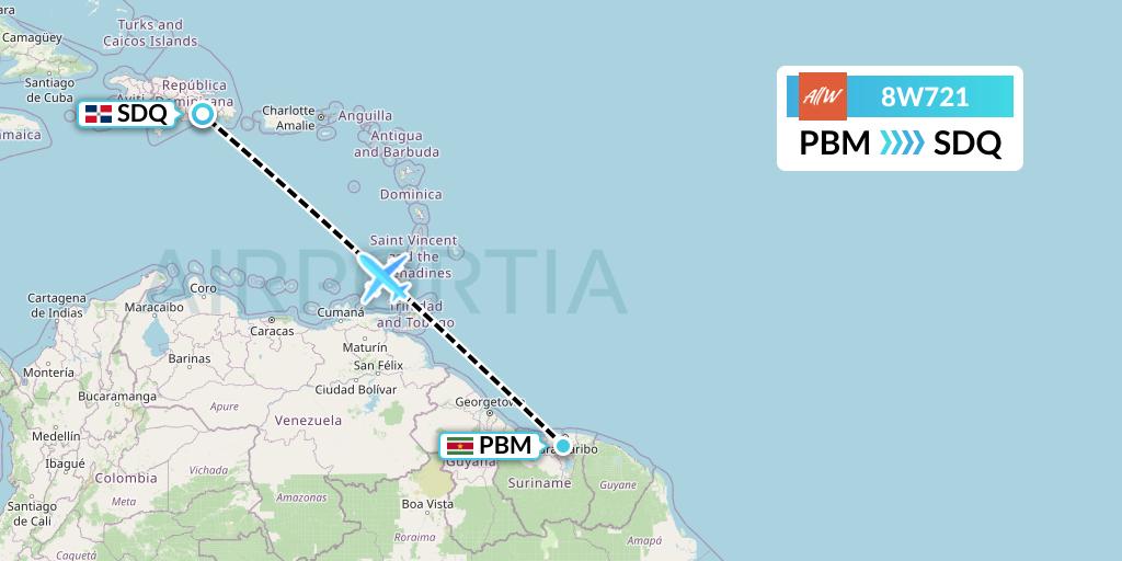 8W721 Flight Status Fly AllWays Paramaribo to Santo Domingo (EDR721)