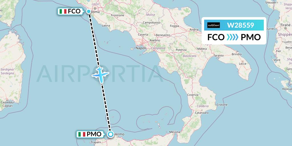 W28559 Flex Flight Flight Map: Rome to Palermo