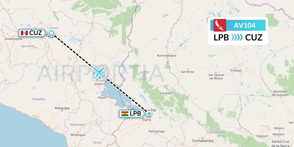 AV104 Avianca Flight Map: La Paz to Cusco