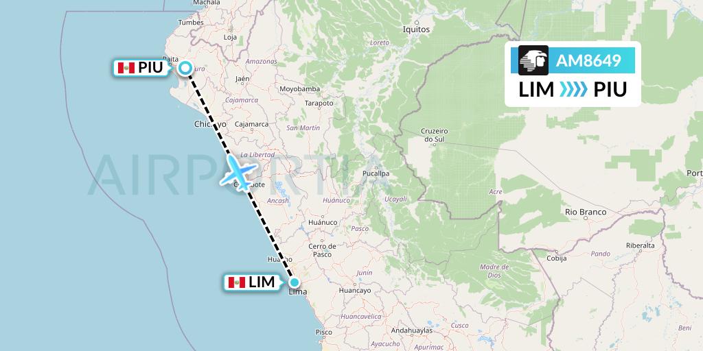 AM8649 Aeromexico Flight Map: Lima to Piura