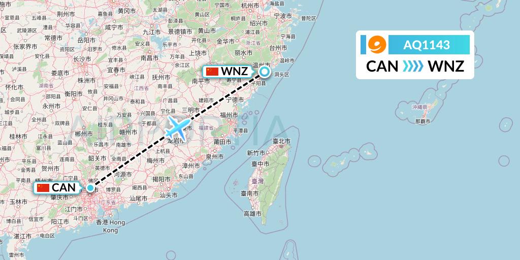 AQ1143 9 Air Flight Map: Guangzhou to Wenzhou