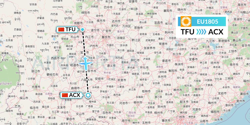 EU1805 Chengdu Airlines Flight Map: Chengdu to Xingyi