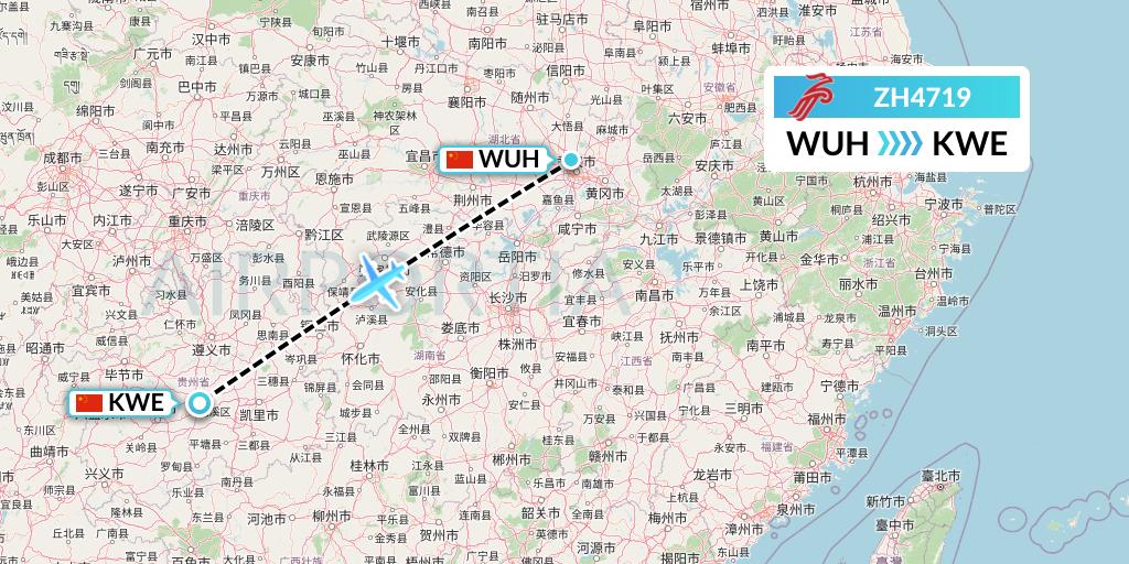 ZH4719 Shenzhen Airlines Flight Map: Wuhan to Guiyang