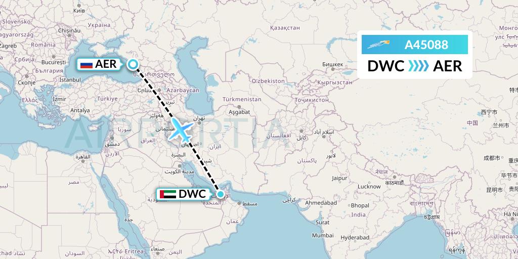 A45088 Azimuth Airlines Flight Map: Dubai to Sochi