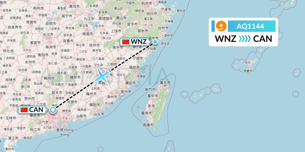 AQ1144 9 Air Flight Map: Wenzhou to Guangzhou
