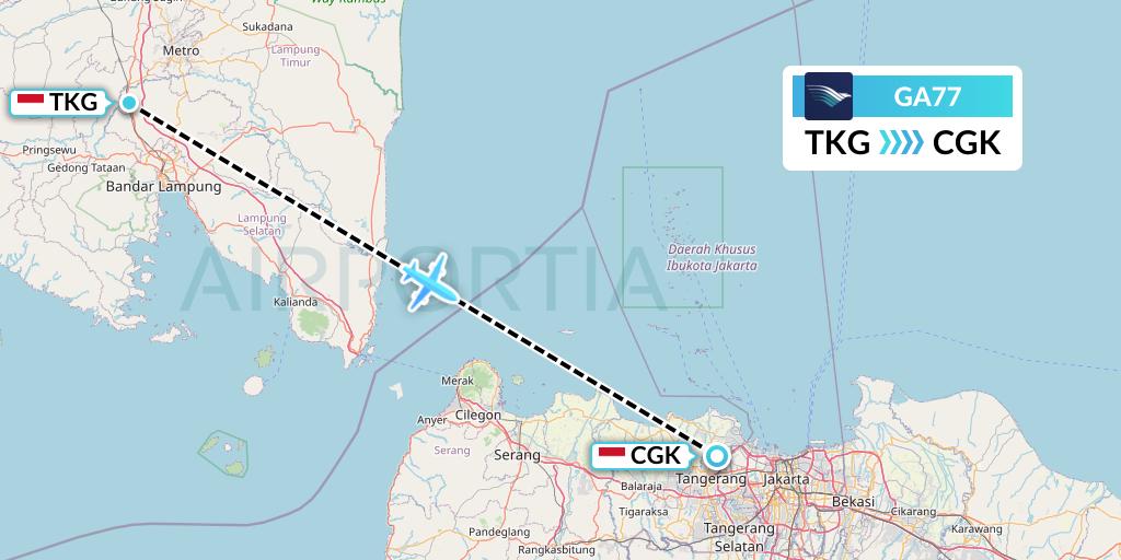 GA77 Garuda Indonesia Flight Map: Bandar Lampung to Jakarta