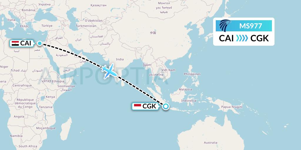MS977 Flight Status EgyptAir Cairo to Jakarta (MSR977)