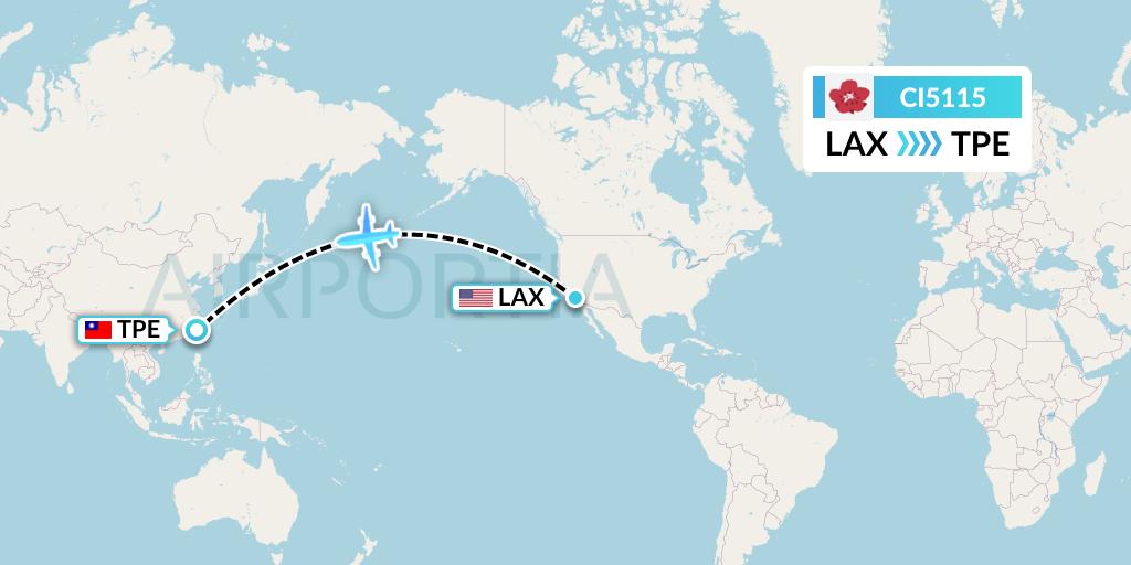 CI5115 China Airlines Flight Map: Los Angeles to Taipei
