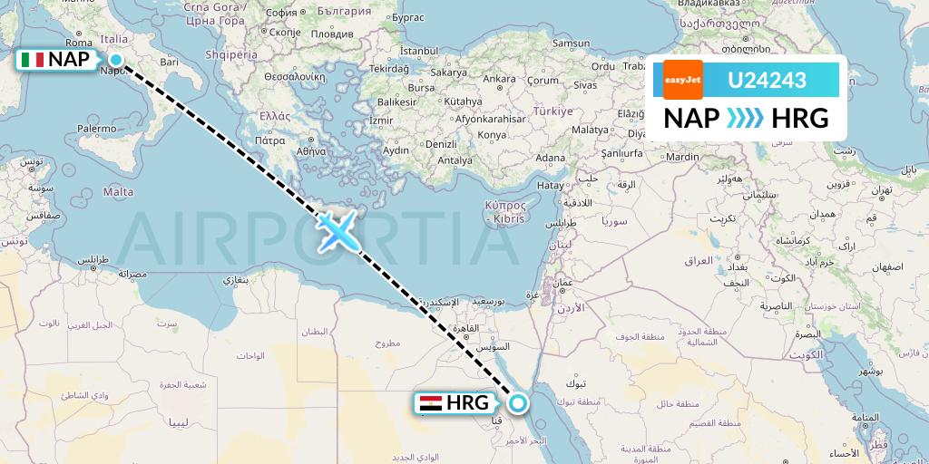U24243 EasyJet Flight Map: Naples to Hurghada