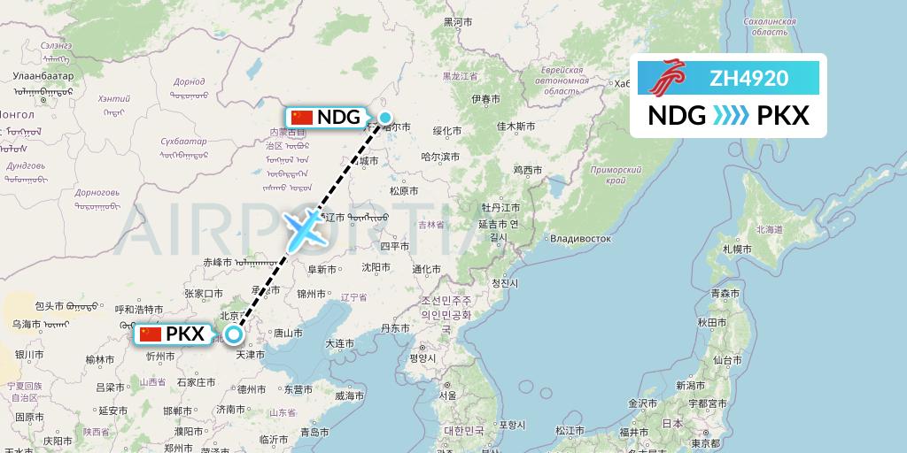 ZH4920 Shenzhen Airlines Flight Map: Qiqihar to Beijing